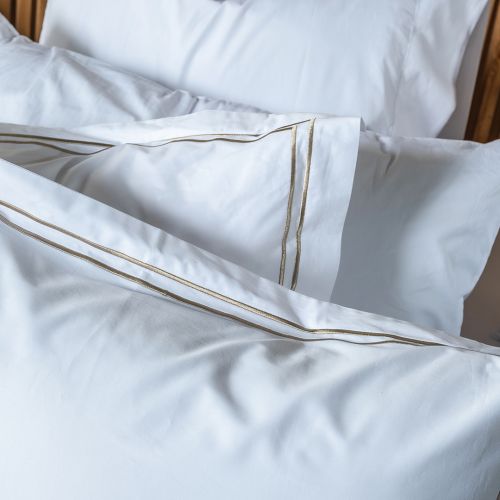 HOUSSE DE COUETTE COTON PERCALE DOUBLE POINT BOURDON TAUPE