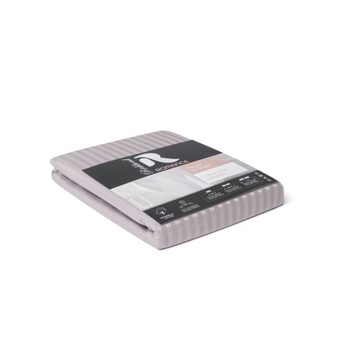 PARURE DE DRAPS RAYÉE SATINÉE LILAS