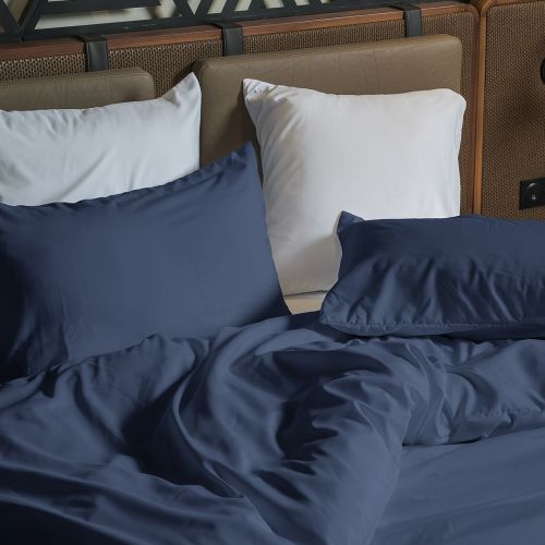 HOUSSE DE COUETTE COTONELLE UNIE NAVY BLUE