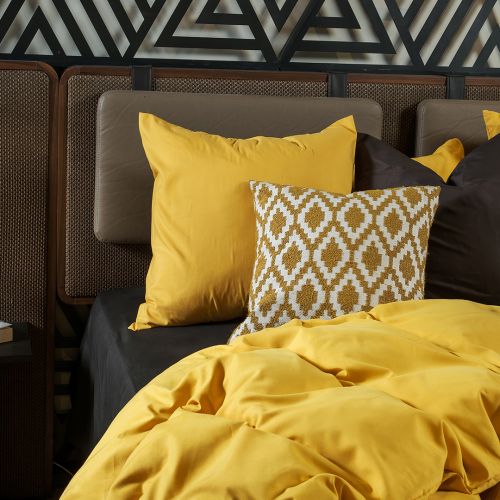 HOUSSE DE COUETTE COTONELLE UNIE MOUTARDE