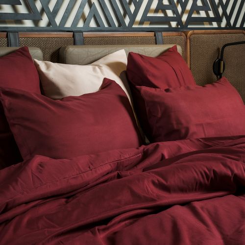 HOUSSE DE COUETTE COTONELLE UNIE GRENAT