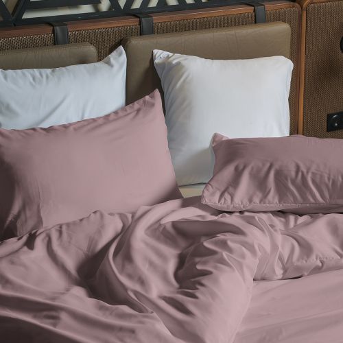 HOUSSE DE COUETTE COTONELLE UNIE ROSE DE BOIS