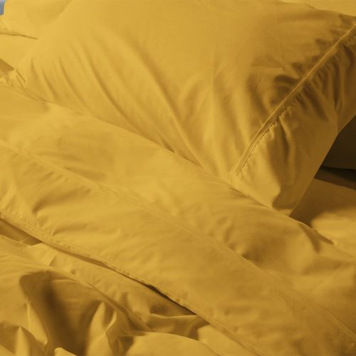 HOUSSE DE COUETTE COTON CARDÉ MOUTARDE