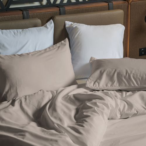 HOUSSE DE COUETTE COTONELLE UNIE NUDE ROSE