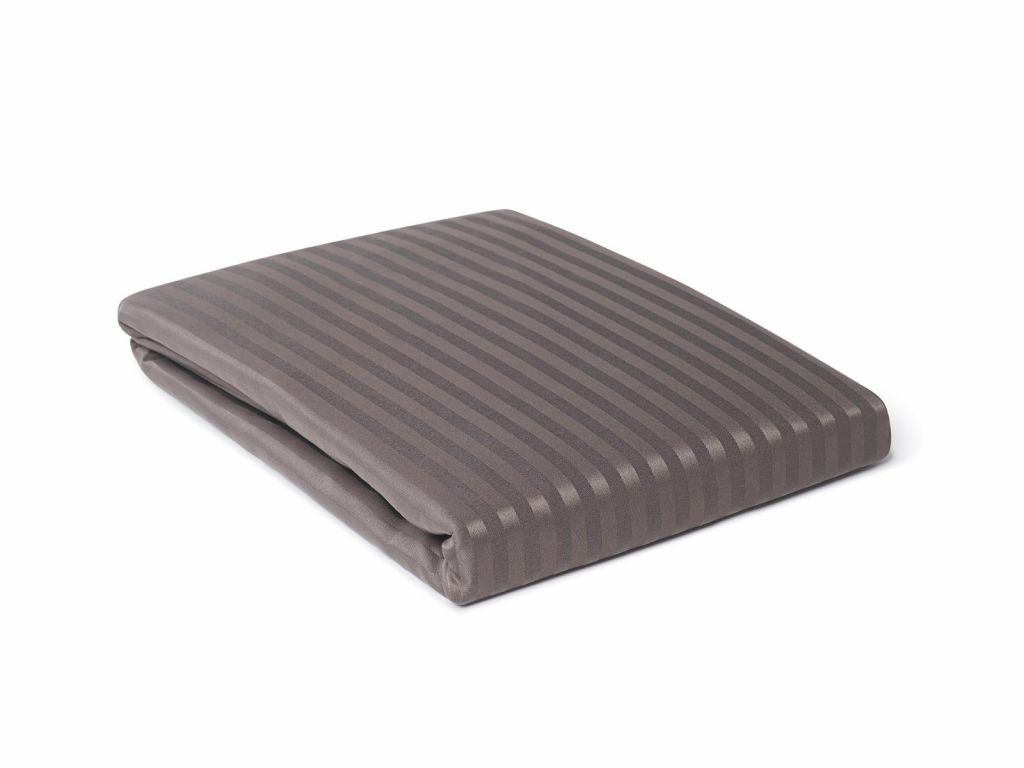 HOUSSE DE COUETTE RAYÉE SATINÉE GRISE
