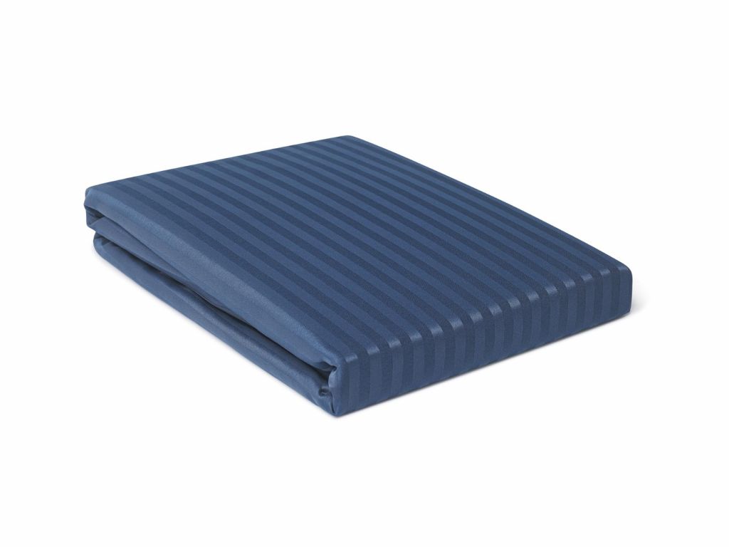 HOUSSE DE COUETTE RAYÉE SATINÉE BLEU-MARINE