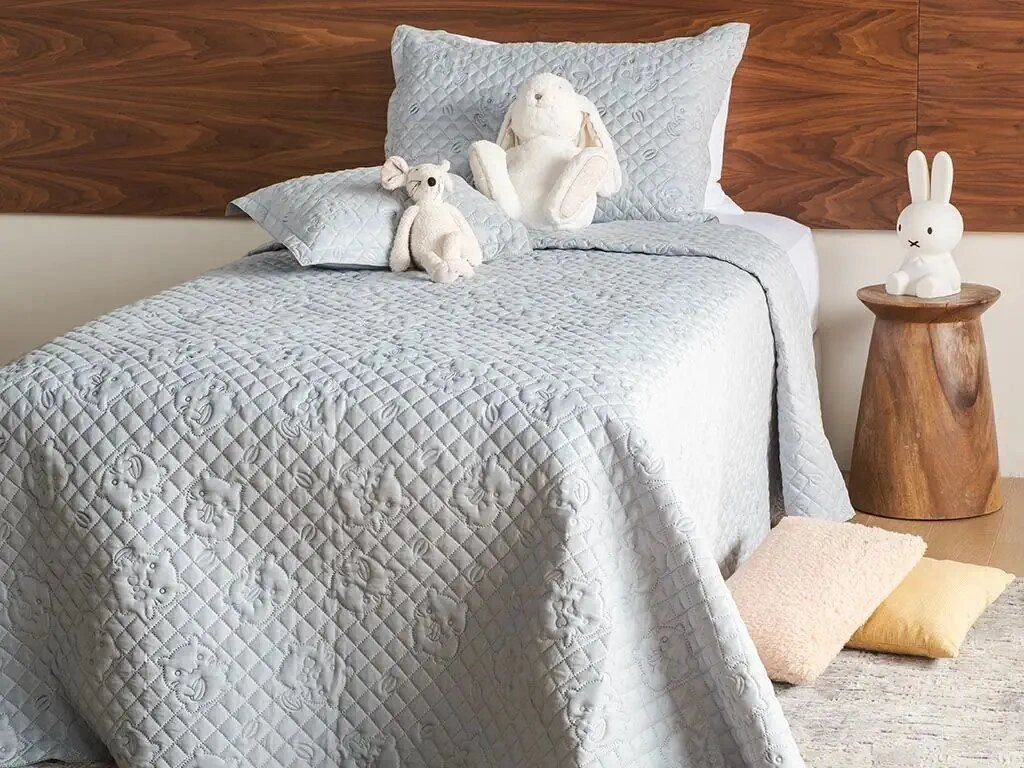 COUVRE LIT GARCON BLEU GRIS